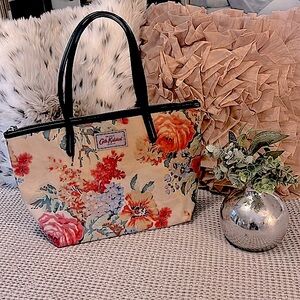 Cath Kidston London Authentic Vintage Floral Multi Color Coated Canvas Tote Bag